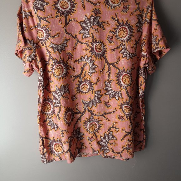 C&C California New! Women's Coral Linen Short Sleeve Collared Button Up Size XS - Picture 8 of 15